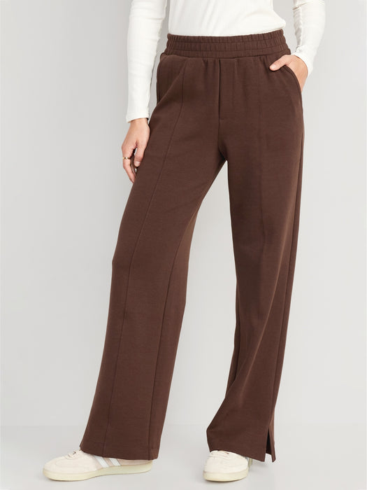 High-Waisted Dynamic Fleece Wide-Leg Trouser Pants