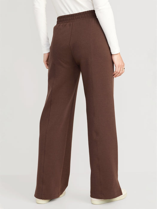 High-Waisted Dynamic Fleece Wide-Leg Trouser Pants