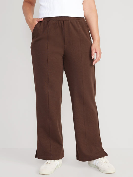 High-Waisted Dynamic Fleece Wide-Leg Trouser Pants