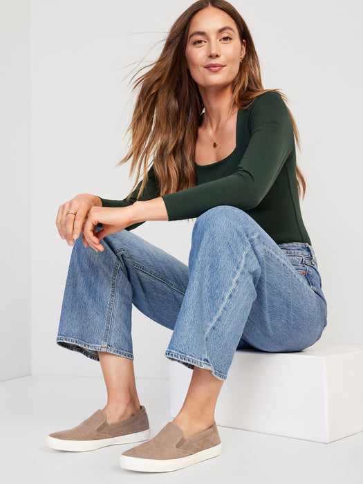 Perforated Faux-Suede Sneakers for Women