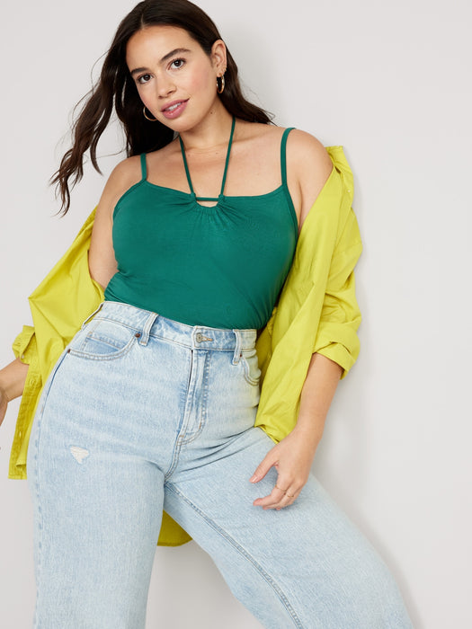 Fitted Sleeveless Tie-Front Top for Women