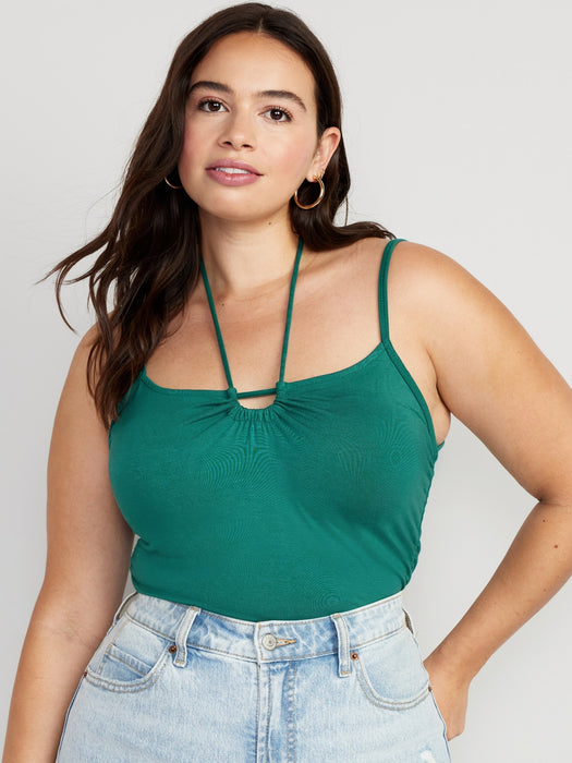 Fitted Sleeveless Tie-Front Top for Women