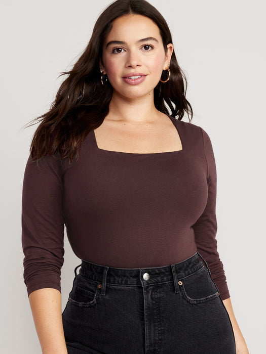 Long-Sleeve Square-Neck Bodysuit