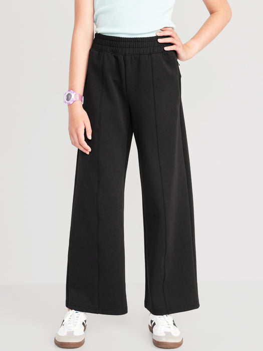 High-Waisted Dynamic Fleece Zip-Pocket Wide-Leg Sweatpants for Girls