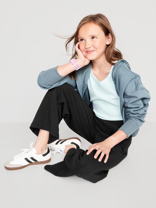 High-Waisted Dynamic Fleece Zip-Pocket Wide-Leg Sweatpants for Girls