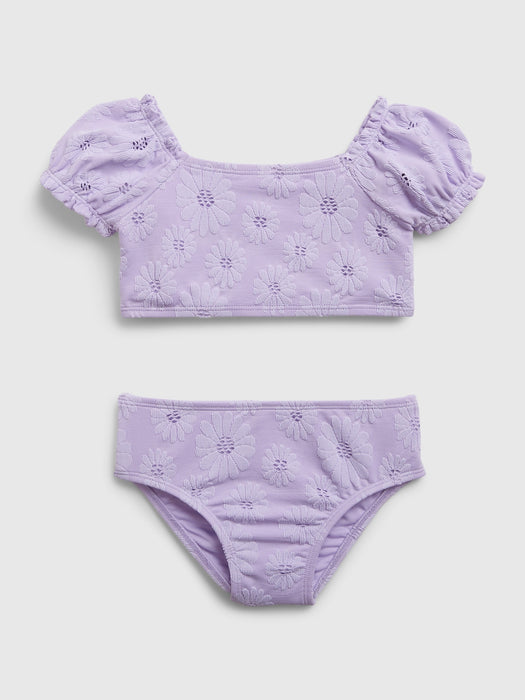 Toddler Recycled Textured Puff Sleeve Swim Two-Piece