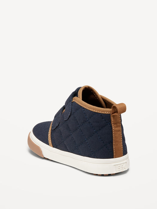 High-Top Quilted Canvas Double-Strap Sneakers for Toddler Boys
