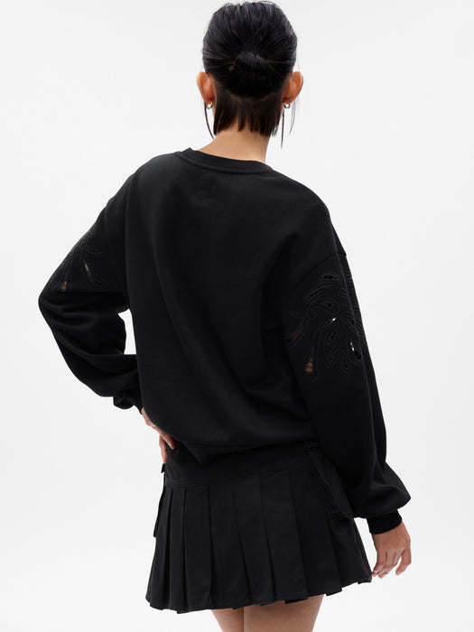 Vintage Soft Eyelet Sleeve Sweatshirt