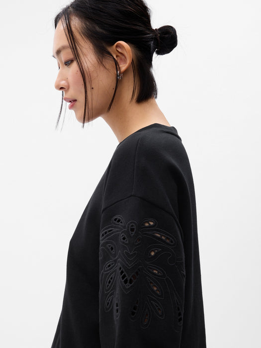 Vintage Soft Eyelet Sleeve Sweatshirt