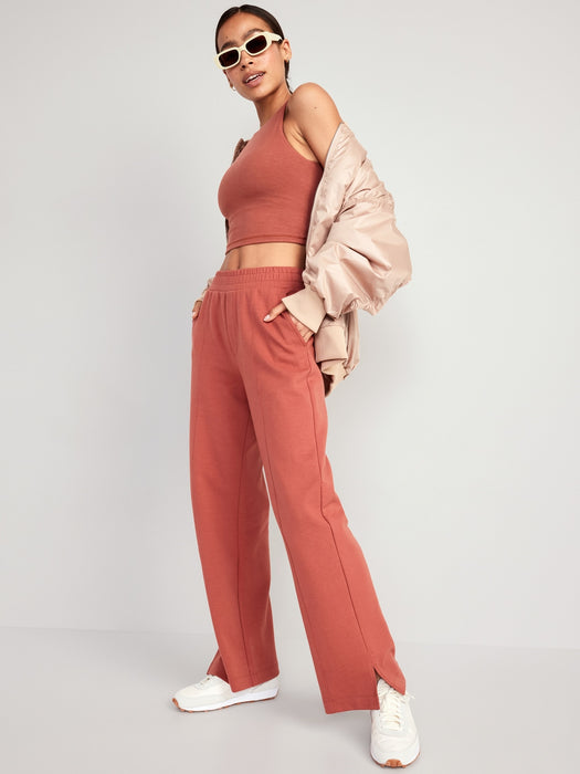 High-Waisted Dynamic Fleece Wide-Leg Trouser Pants for Women
