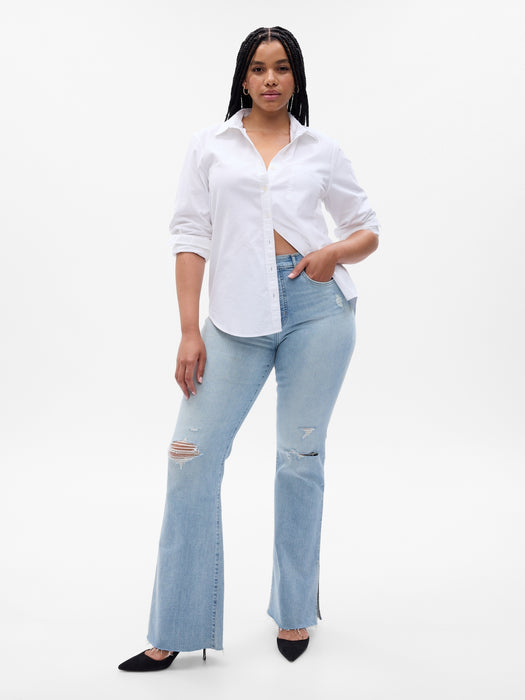 High Rise Split-Hem '70s Flare Jeans