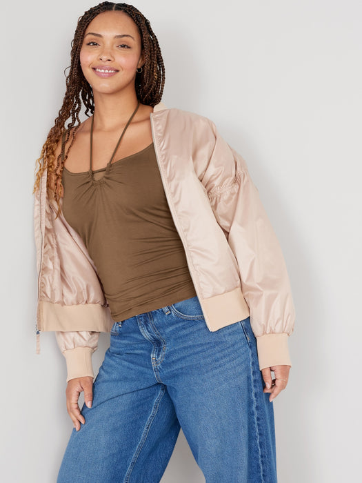 Fitted Sleeveless Tie-Front Top for Women