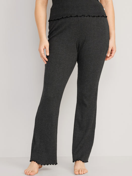 High-Waisted Pointelle-Knit Boot-Cut Pajama Pants for Women