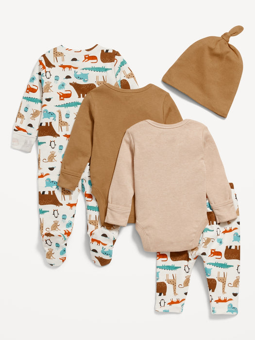 Unisex Soft-Knit 5-Piece Layette Set for Baby