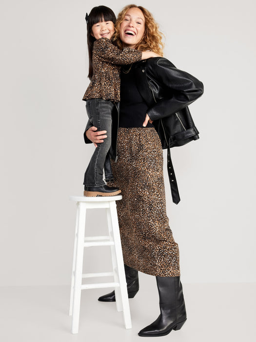 High-Waisted Smocked Crepe Maxi Skirt