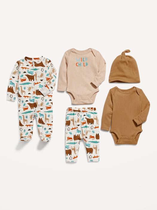 Unisex Soft-Knit 5-Piece Layette Set for Baby