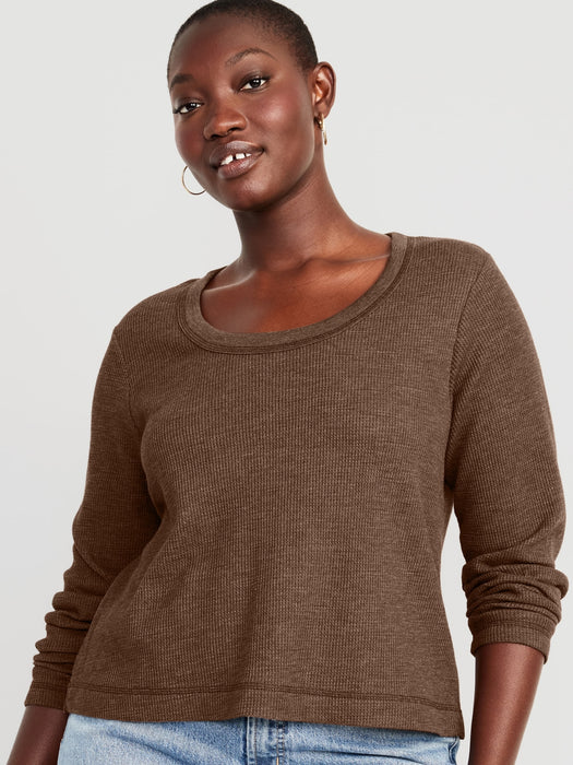 Waffle-Knit Crop T-Shirt