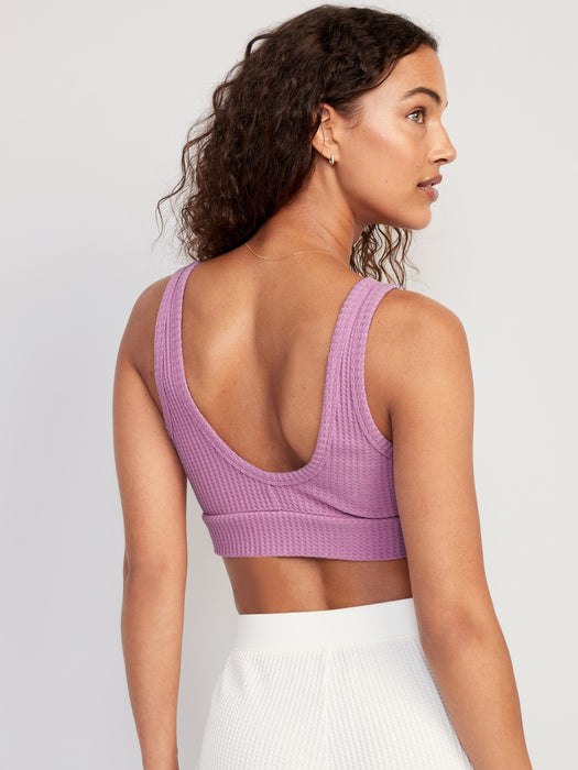 Waffle-Knit V-Neck Pajama Bralette Top
