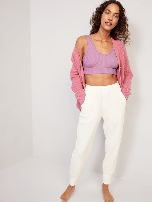 Waffle-Knit V-Neck Pajama Bralette Top