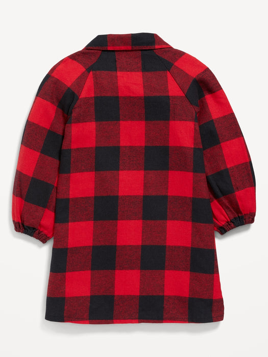 Plaid Utility-Pocket Shirt Dress for Toddler Girls