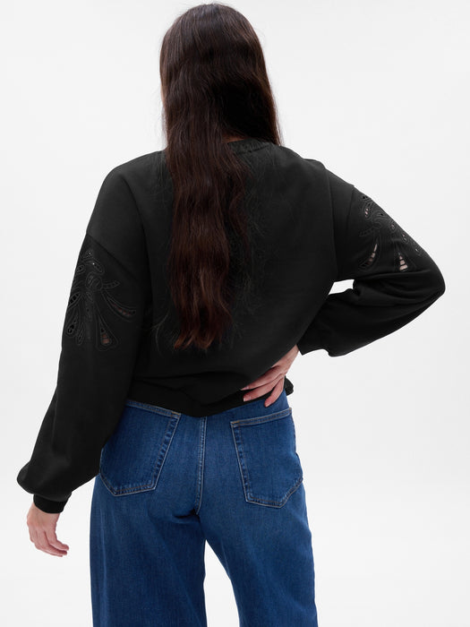 Vintage Soft Eyelet Sleeve Sweatshirt