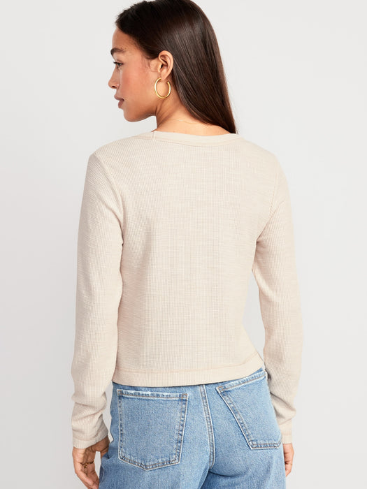 Waffle-Knit Crop T-Shirt