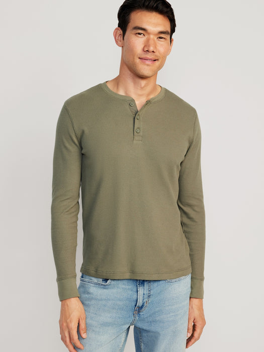 Waffle-Knit Henley T-Shirt