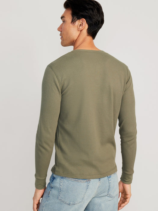 Waffle-Knit Henley T-Shirt