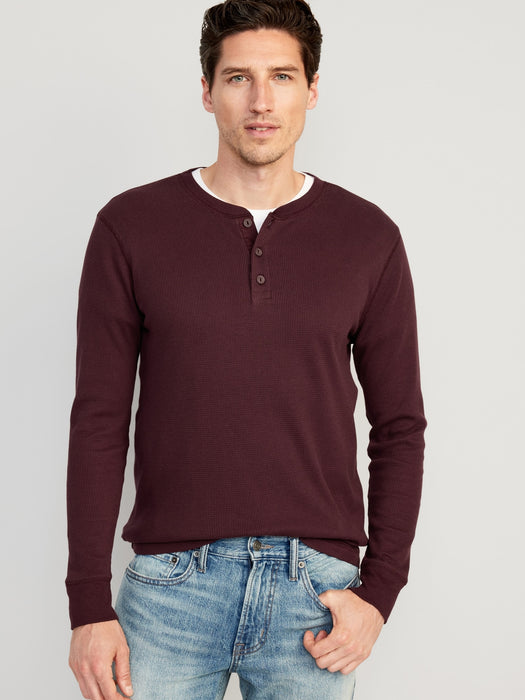 Waffle-Knit Henley T-Shirt for Men