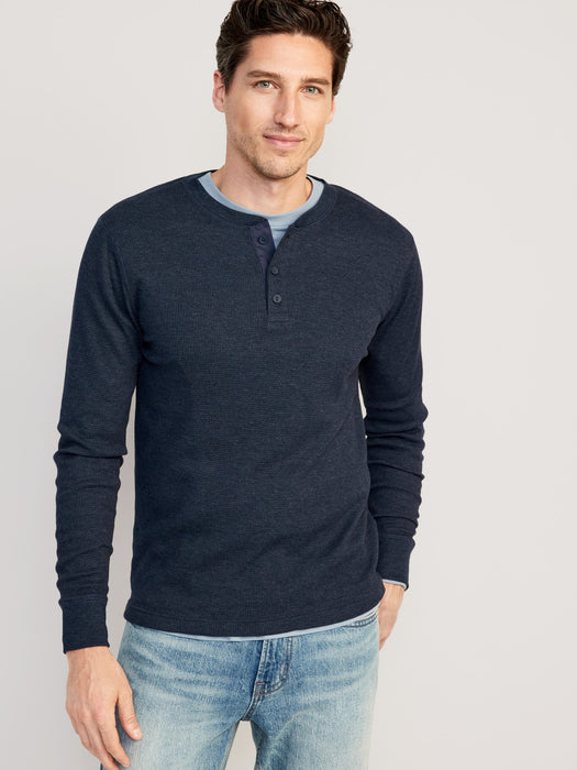 Waffle-Knit Henley T-Shirt