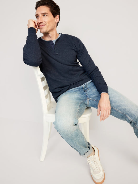 Waffle-Knit Henley T-Shirt for Men