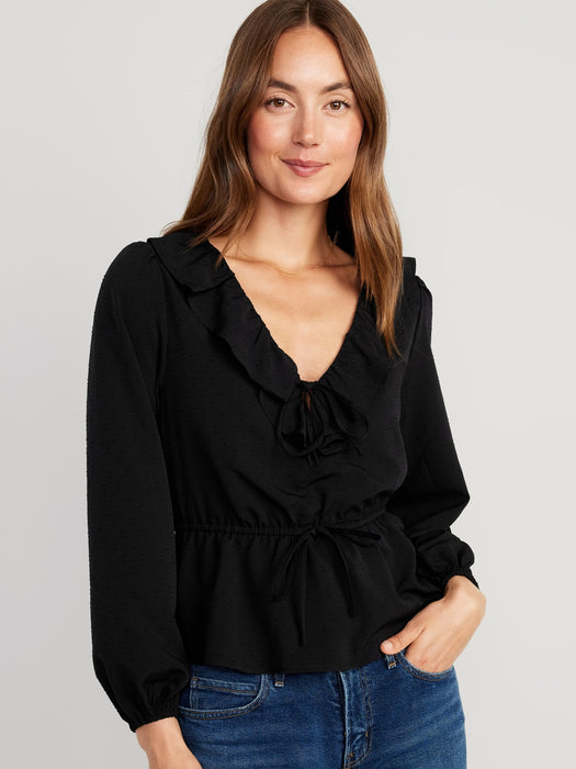 Ruffled Clip-Dot Top