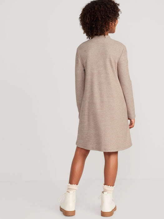 Long-Sleeve Cozy-Knit Mock-Neck Dress for Girls