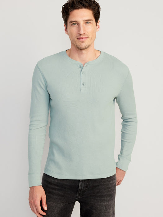 Waffle-Knit Henley T-Shirt for Men
