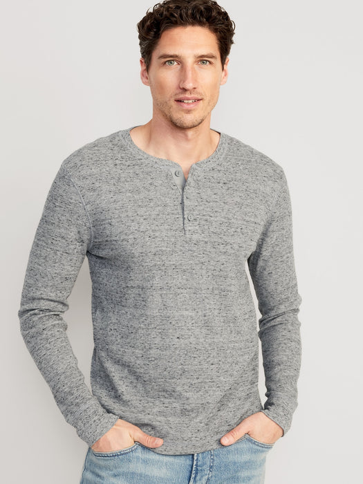Waffle-Knit Henley T-Shirt