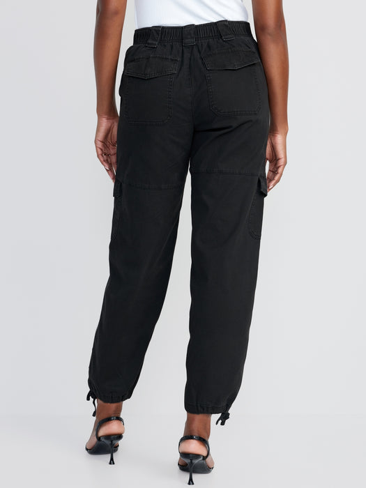 High-Waisted Barrel-Leg Cargo Ankle Pants