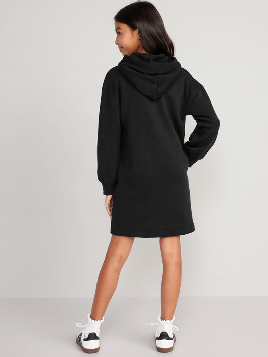 Long-Sleeve Fleece Hoodie Dress for Girls