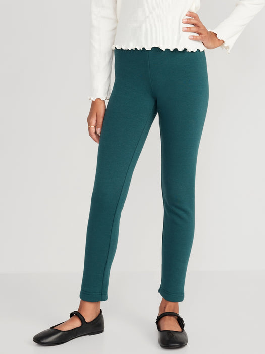High-Waisted Full-Length Fleece Leggings for Girls