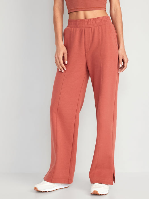 High-Waisted Dynamic Fleece Wide-Leg Trouser Pants for Women