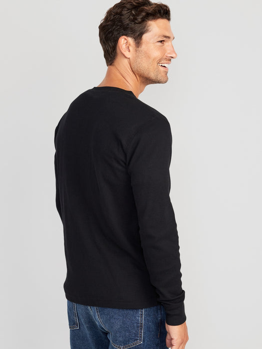 Waffle-Knit Henley T-Shirt for Men