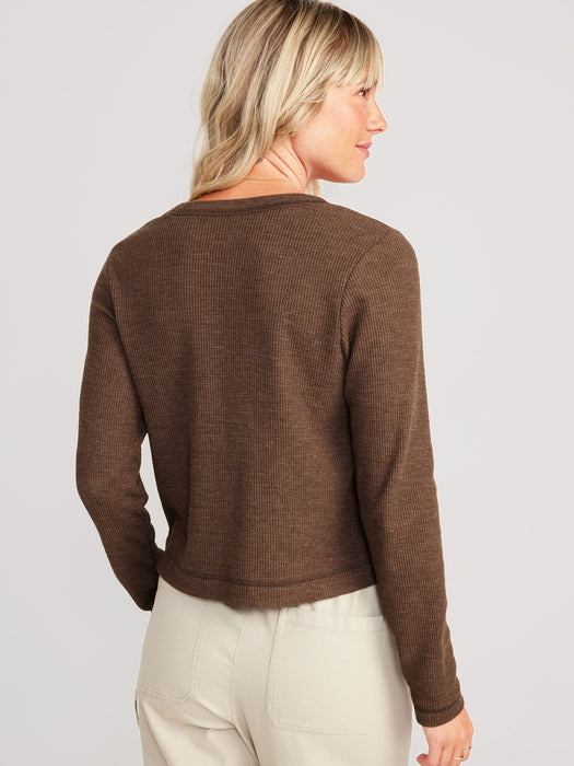 Waffle-Knit Crop T-Shirt