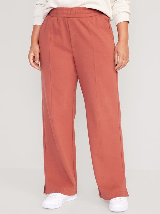 High-Waisted Dynamic Fleece Wide-Leg Trouser Pants for Women