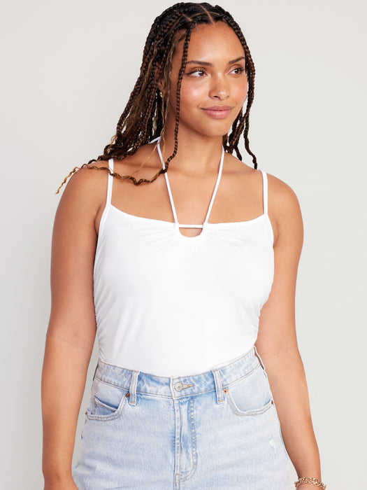 Fitted Sleeveless Tie-Front Top for Women