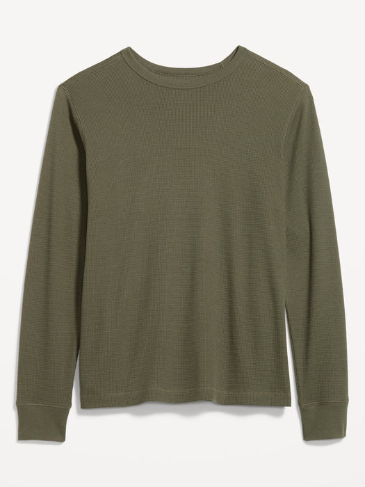 Long-Sleeve Built-In Flex Waffle-Knit T-Shirt