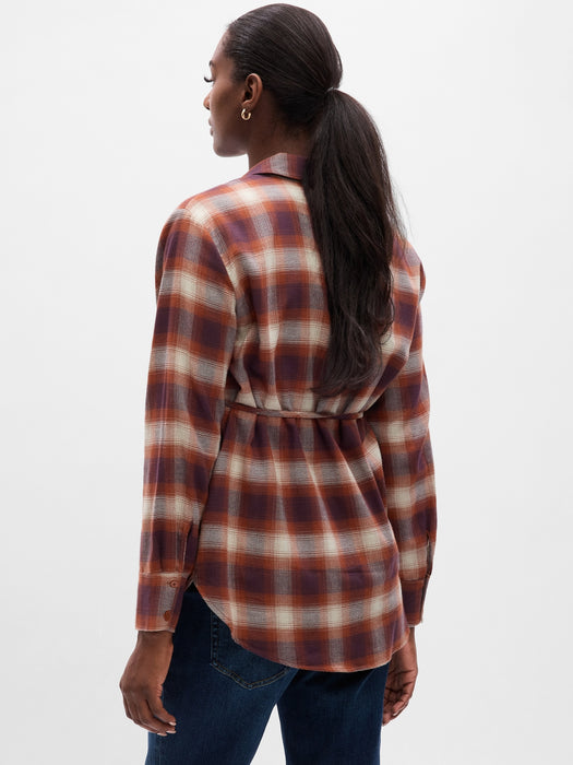 Maternity Tie-Waist Plaid Shirt