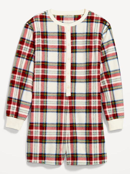 Micro Fleece Henley Pajama Romper -- 3.5-inch inseam