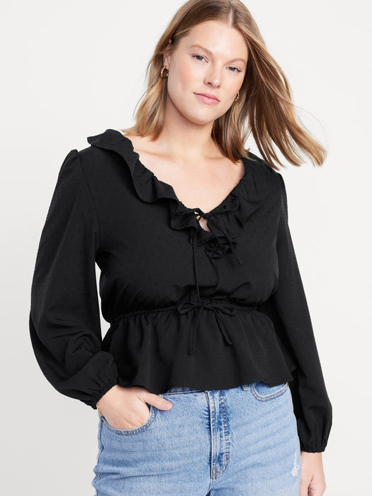 Ruffled Clip-Dot Top