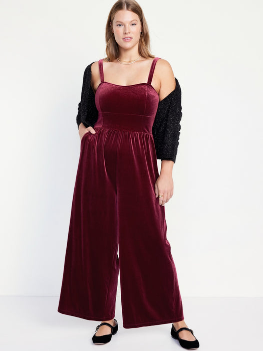 Fit & Flare Cami Velvet Jumpsuit for Women