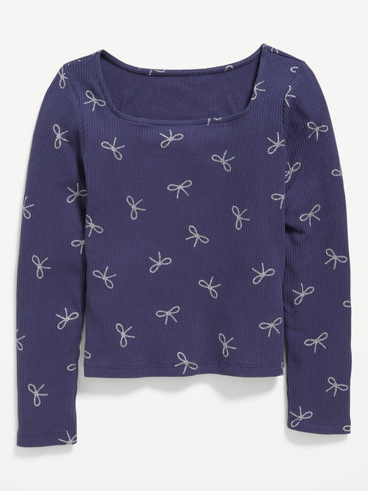 Long-Sleeve Pointelle-Knit Top for Girls