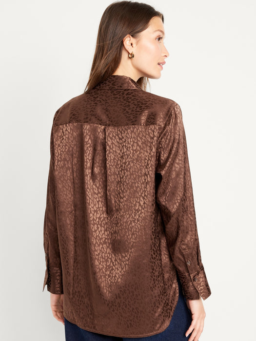 Textured Satin Boyfriend Shirt for Women
